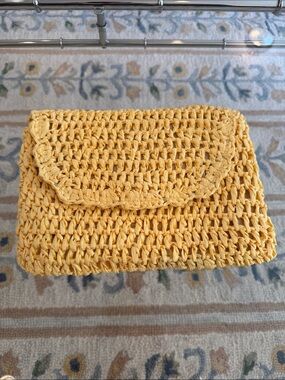 Melrose and Market Yellow Woven Crochet Clutch